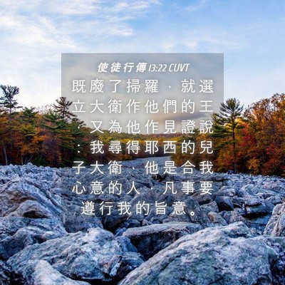 Picture 04 - 使 徒 行 傳 13:22 CUVT - 既 廢 了 掃 羅 ， 就 選 立 大 衛 作 - Bible Verse Picture