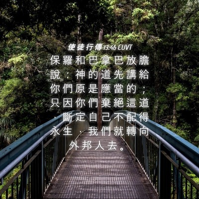 Picture 04 - 使 徒 行 傳 13:46 CUVT - 保 羅 和 巴 拿 巴 放 膽 說 ： 神 的 - Bible Verse Picture