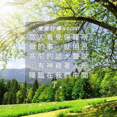 Picture 04 - 使 徒 行 傳 14:11 CUVT - 眾 人 看 見 保 羅 所 做 的 事 ， 就 - Bible Verse Picture