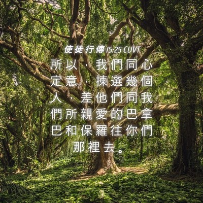 Picture 04 - 使 徒 行 傳 15:25 CUVT - 所 以 ， 我 們 同 心 定 意 ， 揀 選 - Bible Verse Picture