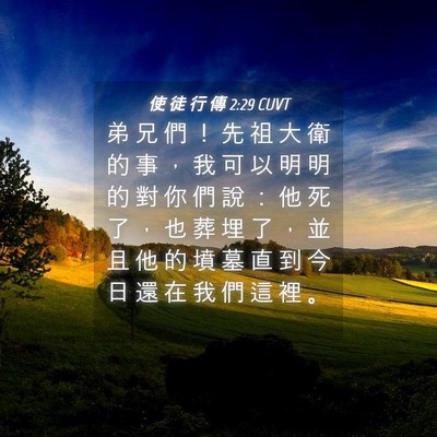 Picture 04 - 使 徒 行 傳 2:29 CUVT - 弟 兄 們 ！ 先 祖 大 衛 的 事 ， 我 - Bible Verse Picture
