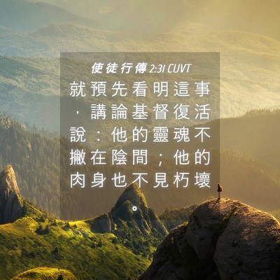 Picture 04 - 使 徒 行 傳 2:31 CUVT - 就 預 先 看 明 這 事 ， 講 論 基 督 - Bible Verse Picture