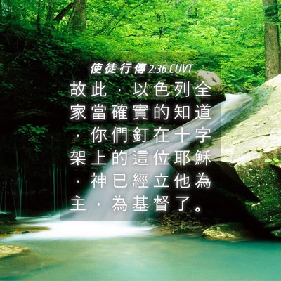 Picture 04 - 使 徒 行 傳 2:36 CUVT - 故 此 ， 以 色 列 全 家 當 確 實 的 - Bible Verse Picture