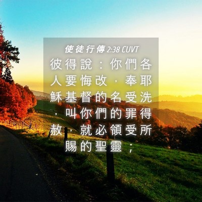 Picture 04 - 使 徒 行 傳 2:38 CUVT - 彼 得 說 ： 你 們 各 人 要 悔 改 ， - Bible Verse Picture