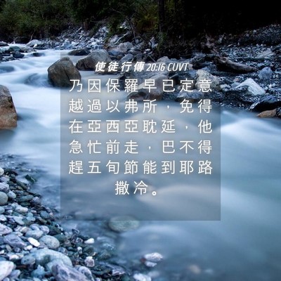 Picture 04 - 使 徒 行 傳 20:16 CUVT - 乃 因 保 羅 早 已 定 意 越 過 以 弗 - Bible Verse Picture