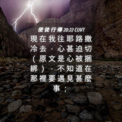 Picture 04 - 使 徒 行 傳 20:22 CUVT - 現 在 我 往 耶 路 撒 冷 去 ， 心 甚 - Bible Verse Picture