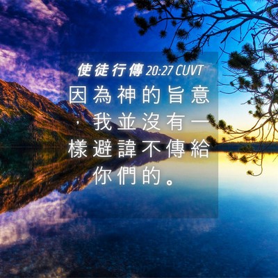 Picture 04 - 使 徒 行 傳 20:27 CUVT - 因 為 神 的 旨 意 ， 我 並 沒 有 一 - Bible Verse Picture