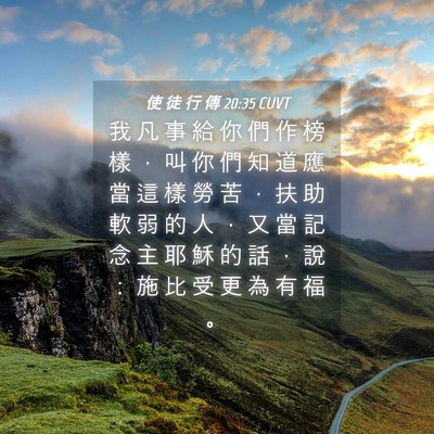 Picture 04 - 使 徒 行 傳 20:35 CUVT - 我 凡 事 給 你 們 作 榜 樣 ， 叫 你 - Bible Verse Picture