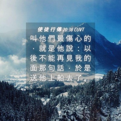 Picture 04 - 使 徒 行 傳 20:38 CUVT - 叫 他 們 最 傷 心 的 ， 就 是 他 說 - Bible Verse Picture