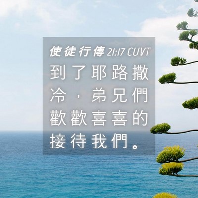 Picture 04 - 使 徒 行 傳 21:17 CUVT - 到 了 耶 路 撒 冷 ， 弟 兄 們 歡 歡 - Bible Verse Picture