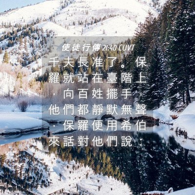 Picture 04 - 使 徒 行 傳 21:40 CUVT - 千 夫 長 准 了 。 保 羅 就 站 在 臺 - Bible Verse Picture