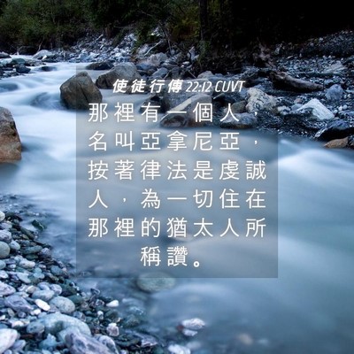 Picture 04 - 使 徒 行 傳 22:12 CUVT - 那 裡 有 一 個 人 ， 名 叫 亞 拿 尼 - Bible Verse Picture