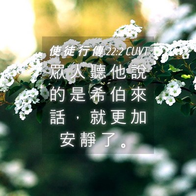 Picture 04 - 使 徒 行 傳 22:2 CUVT - 眾 人 聽 他 說 的 是 希 伯 來 話 ， - Bible Verse Picture