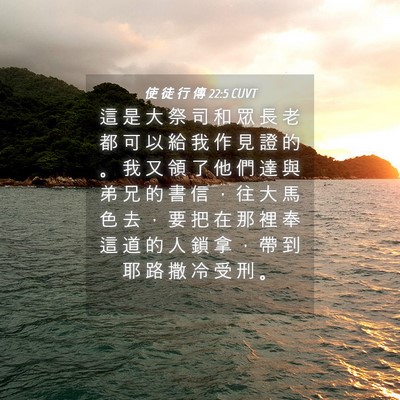 Picture 04 - 使 徒 行 傳 22:5 CUVT - 這 是 大 祭 司 和 眾 長 老 都 可 以 - Bible Verse Picture