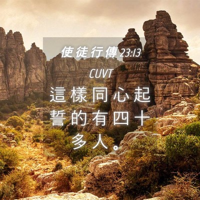 Picture 04 - 使 徒 行 傳 23:13 CUVT - 這 樣 同 心 起 誓 的 有 四 十 多 人 - Bible Verse Picture