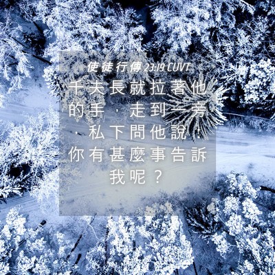 Picture 04 - 使 徒 行 傳 23:19 CUVT - 千 夫 長 就 拉 著 他 的 手 ， 走 到 - Bible Verse Picture