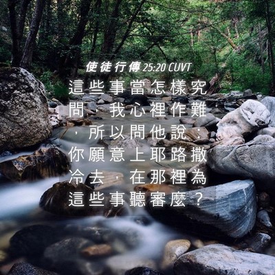 Picture 04 - 使 徒 行 傳 25:20 CUVT - 這 些 事 當 怎 樣 究 問 ， 我 心 裡 - Bible Verse Picture
