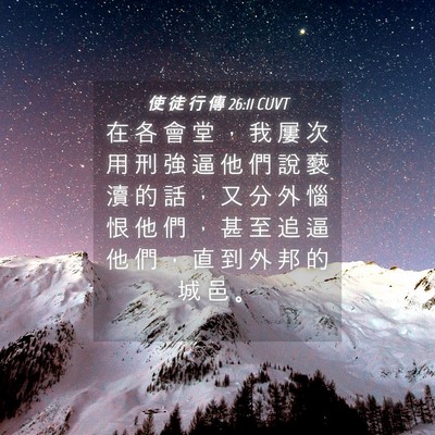 Picture 04 - 使 徒 行 傳 26:11 CUVT - 在 各 會 堂 ， 我 屢 次 用 刑 強 逼 - Bible Verse Picture