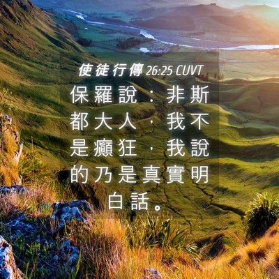 Picture 04 - 使 徒 行 傳 26:25 CUVT - 保 羅 說 ： 非 斯 都 大 人 ， 我 不 - Bible Verse Picture