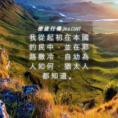 Picture 04 - 使 徒 行 傳 26:4 CUVT - 我 從 起 初 在 本 國 的 民 中 ， 並 - Bible Verse Picture