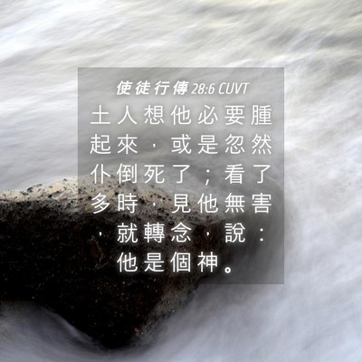 Picture 04 - 使 徒 行 傳 28:6 CUVT - 土 人 想 他 必 要 腫 起 來 ， 或 是 - Bible Verse Picture