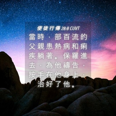 Picture 04 - 使 徒 行 傳 28:8 CUVT - 當 時 ， 部 百 流 的 父 親 患 熱 病 - Bible Verse Picture
