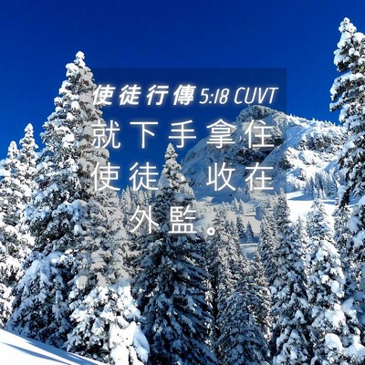 Picture 04 - 使 徒 行 傳 5:18 CUVT - 就 下 手 拿 住 使 徒 ， 收 在 外 監 - Bible Verse Picture