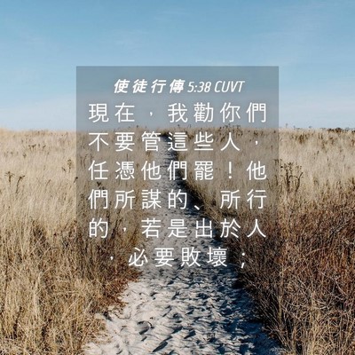 Picture 04 - 使 徒 行 傳 5:38 CUVT - 現 在 ， 我 勸 你 們 不 要 管 這 些 - Bible Verse Picture