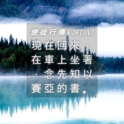 Picture 04 - 使 徒 行 傳 8:28 CUVT - 現 在 回 來 ， 在 車 上 坐 著 ， 念 - Bible Verse Picture