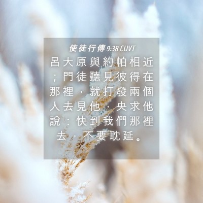 Picture 04 - 使 徒 行 傳 9:38 CUVT - 呂 大 原 與 約 帕 相 近 ； 門 徒 聽 - Bible Verse Picture