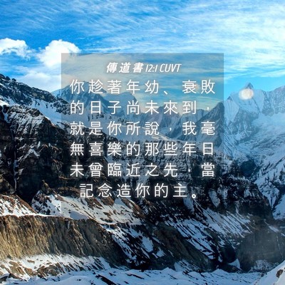 Picture 04 - 傳 道 書 12:1 CUVT - 你 趁 著 年 幼 、 衰 敗 的 日 子 尚 - Bible Verse Picture