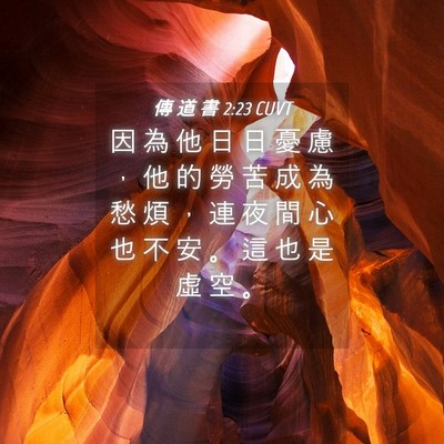 Picture 04 - 傳 道 書 2:23 CUVT - 因 為 他 日 日 憂 慮 ， 他 的 勞 苦 - Bible Verse Picture