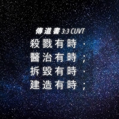 Picture 04 - 傳 道 書 3:3 CUVT - 殺 戮 有 時 ， 醫 治 有 時 ； 拆 毀 - Bible Verse Picture