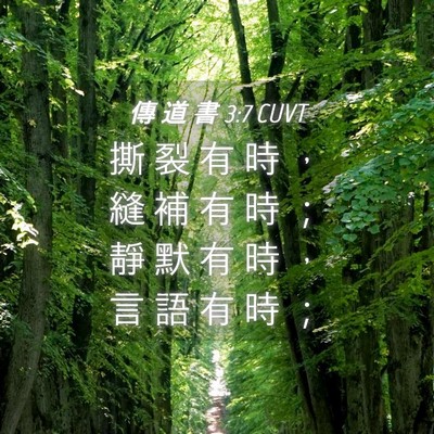 Picture 04 - 傳 道 書 3:7 CUVT - 撕 裂 有 時 ， 縫 補 有 時 ； 靜 默 - Bible Verse Picture