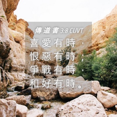 Picture 04 - 傳 道 書 3:8 CUVT - 喜 愛 有 時 ， 恨 惡 有 時 ； 爭 戰 - Bible Verse Picture