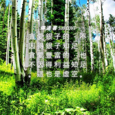 Picture 04 - 傳 道 書 5:10 CUVT - 貪 愛 銀 子 的 ， 不 因 得 銀 子 知 - Bible Verse Picture