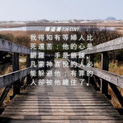 Picture 04 - 傳 道 書 7:26 CUVT - 我 得 知 有 等 婦 人 比 死 還 苦 ： - Bible Verse Picture