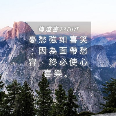 Picture 04 - 傳 道 書 7:3 CUVT - 憂 愁 強 如 喜 笑 ； 因 為 面 帶 愁 - Bible Verse Picture