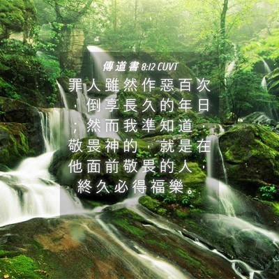 Picture 04 - 傳 道 書 8:12 CUVT - 罪 人 雖 然 作 惡 百 次 ， 倒 享 長 - Bible Verse Picture