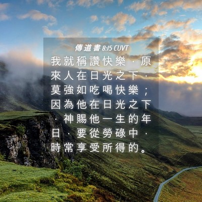 Picture 04 - 傳 道 書 8:15 CUVT - 我 就 稱 讚 快 樂 ， 原 來 人 在 日 - Bible Verse Picture