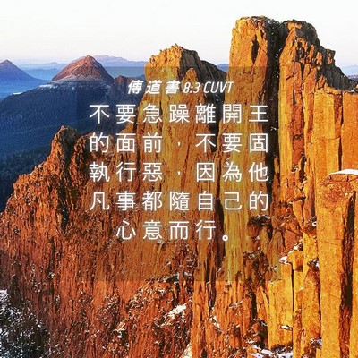 Picture 04 - 傳 道 書 8:3 CUVT - 不 要 急 躁 離 開 王 的 面 前 ， 不 - Bible Verse Picture