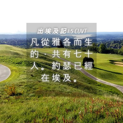 Picture 04 - 出 埃 及 記 1:5 CUVT - 凡 從 雅 各 而 生 的 ， 共 有 七 十 - Bible Verse Picture