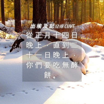 Picture 04 - 出 埃 及 記 12:18 CUVT - 從 正 月 十 四 日 晚 上 ， 直 到 二 - Bible Verse Picture
