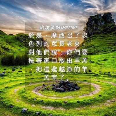 Picture 04 - 出 埃 及 記 12:21 CUVT - 於 是 ， 摩 西 召 了 以 色 列 的 眾 - Bible Verse Picture