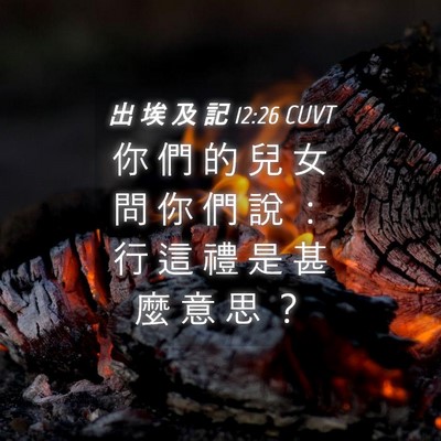 Picture 04 - 出 埃 及 記 12:26 CUVT - 你 們 的 兒 女 問 你 們 說 ： 行 這 - Bible Verse Picture