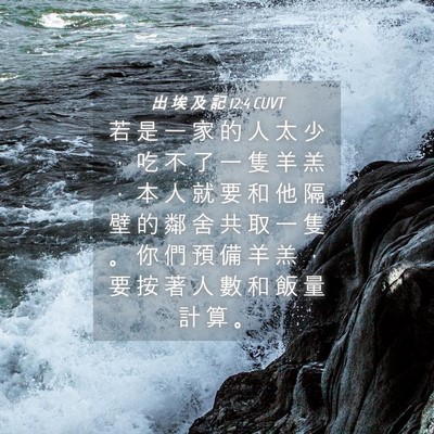 Picture 04 - 出 埃 及 記 12:4 CUVT - 若 是 一 家 的 人 太 少 ， 吃 不 了 - Bible Verse Picture
