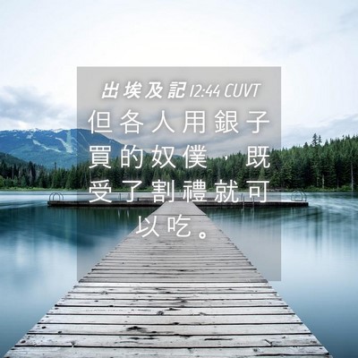 Picture 04 - 出 埃 及 記 12:44 CUVT - 但 各 人 用 銀 子 買 的 奴 僕 ， 既 - Bible Verse Picture