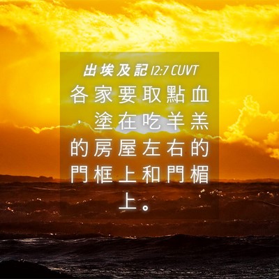Picture 04 - 出 埃 及 記 12:7 CUVT - 各 家 要 取 點 血 ， 塗 在 吃 羊 羔 - Bible Verse Picture
