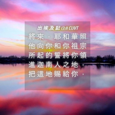 Picture 04 - 出 埃 及 記 13:11 CUVT - 將 來 ， 耶 和 華 照 他 向 你 和 你 - Bible Verse Picture