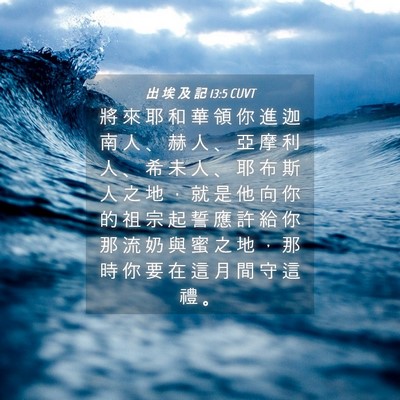 Picture 04 - 出 埃 及 記 13:5 CUVT - 將 來 耶 和 華 領 你 進 迦 南 人 、 - Bible Verse Picture